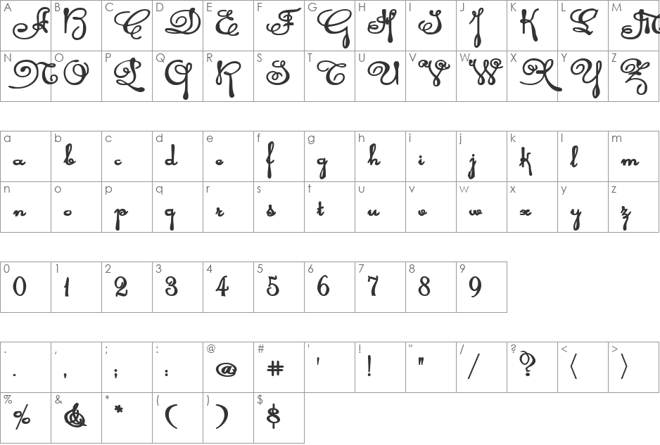 Rhalina Bold Expanded font character map preview
