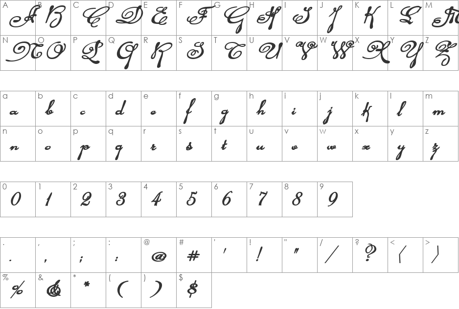 Rhalina Bold Expanded Italic font character map preview