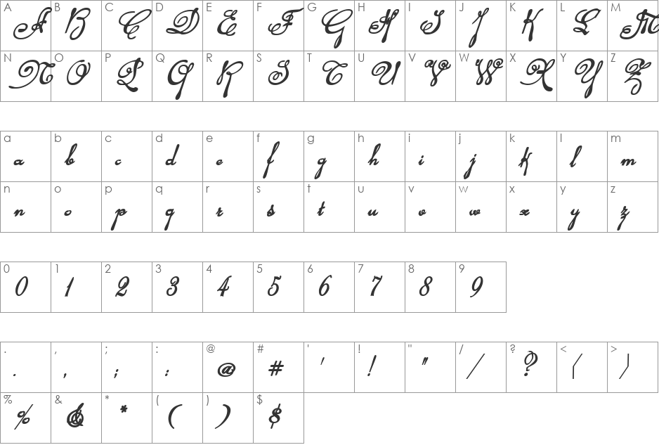 Rhalina Bold Italic font character map preview