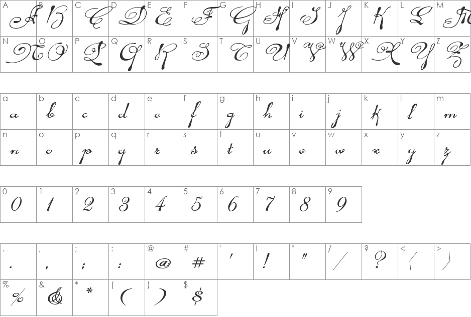 Rhalina Expanded Italic font character map preview