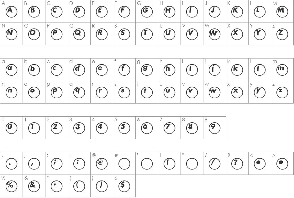 Ball font character map preview