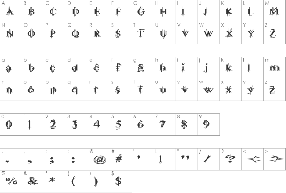 Ball Tongue font character map preview