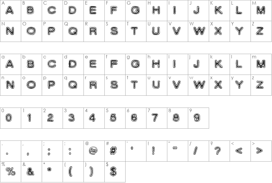 Rho Cassiopeiae font character map preview