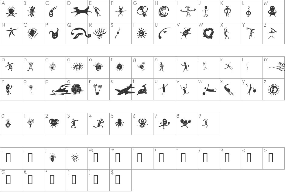 Rhodkhil Piqnik font character map preview