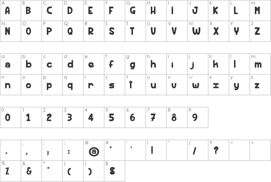 Rhum Banane font character map preview