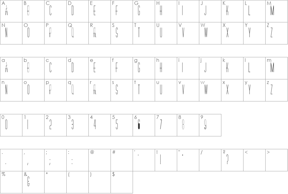 RhyOlverHC font character map preview