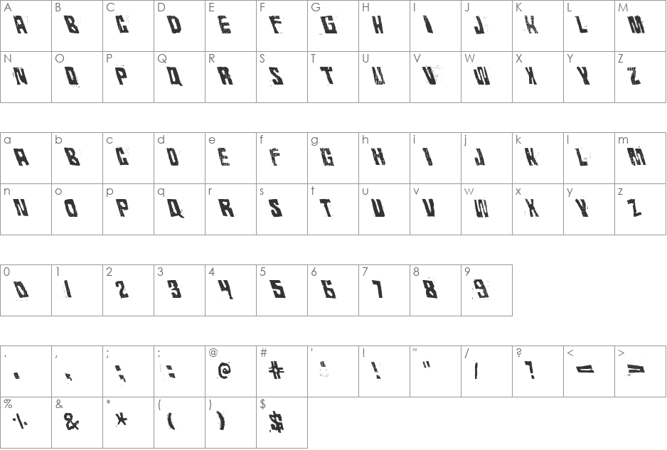 Rhythm Vino font character map preview