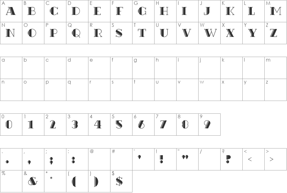RIALTO font character map preview