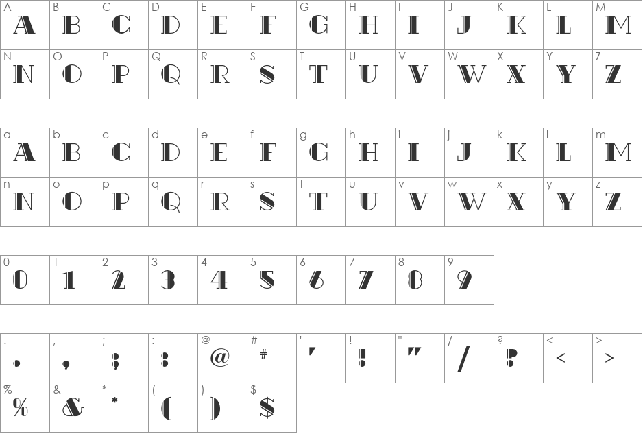 Rialto NF font character map preview