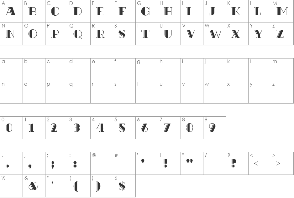 Rialto NF font character map preview
