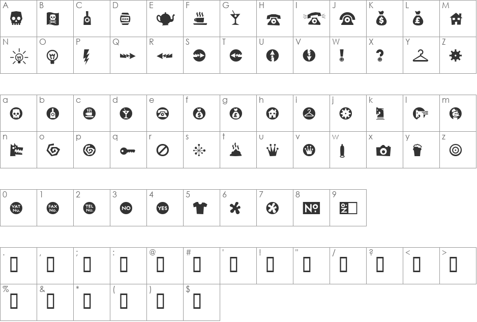 RiansDingbats 4 font character map preview