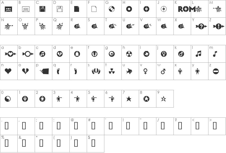 RiansDingbats One font character map preview