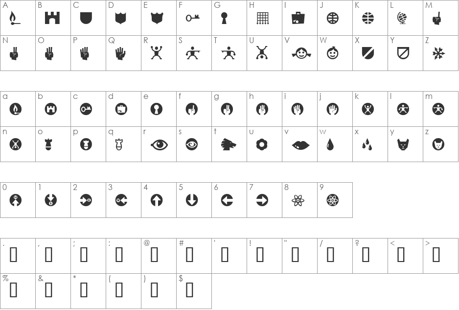 RiansDingbats Two font character map preview