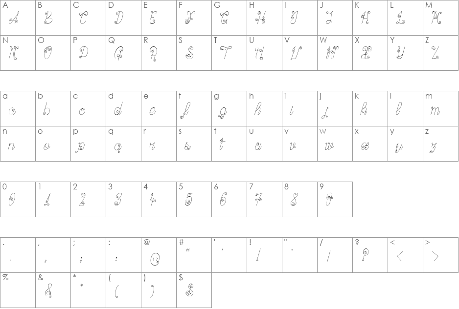 Ribambelle font character map preview