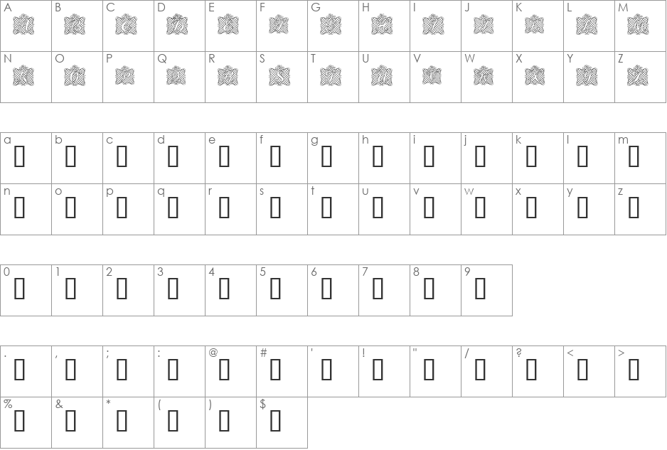 Ribbon Caps font character map preview