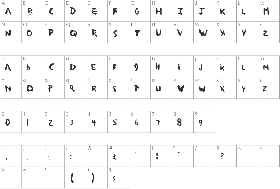 Ribbon Tech font character map preview