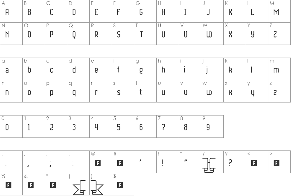 Ribbons and banners font character map preview