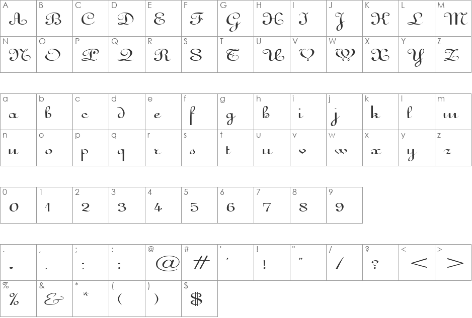 Ricarda font character map preview