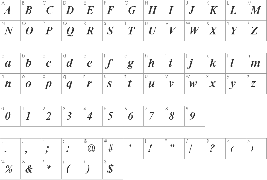 Riccione-MediumIta font character map preview