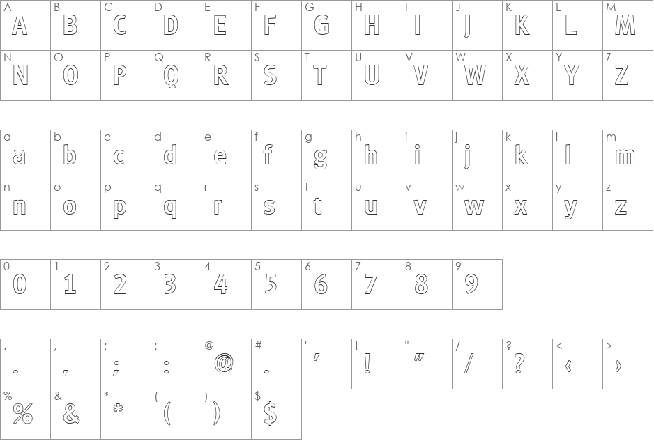 RichardBeckerOutline-Medium font character map preview