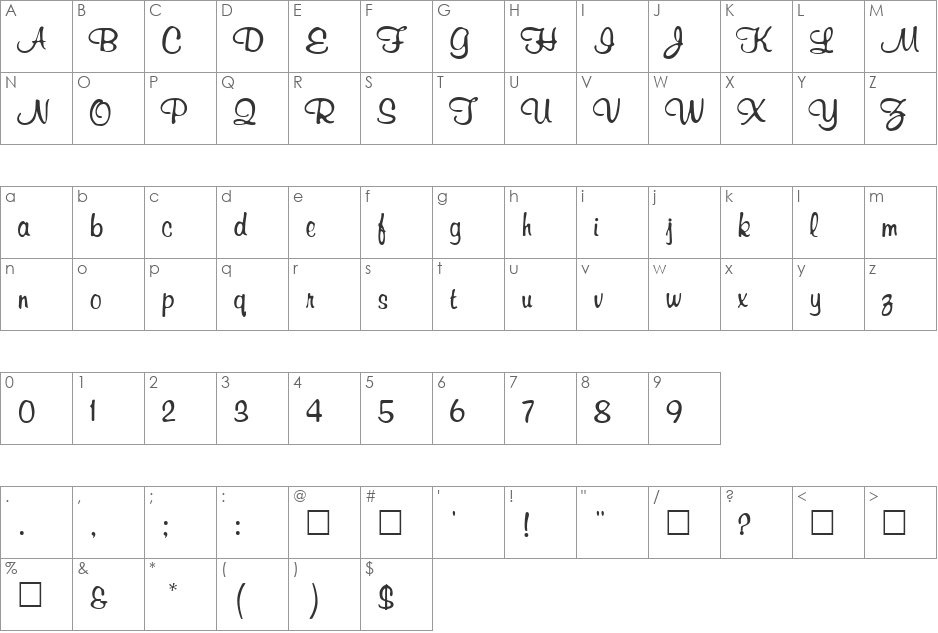 RichardMurray font character map preview