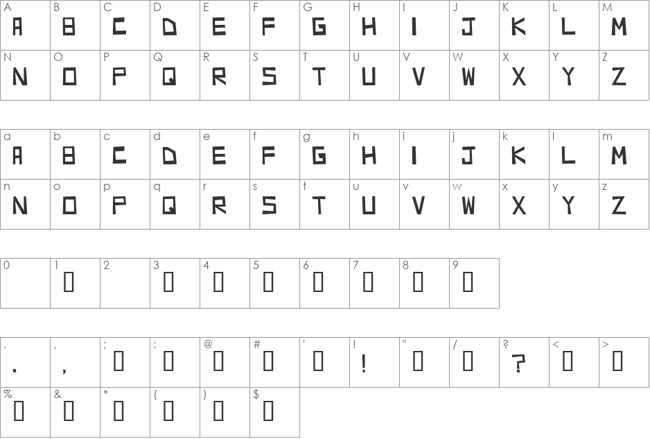 RICHMOND font character map preview