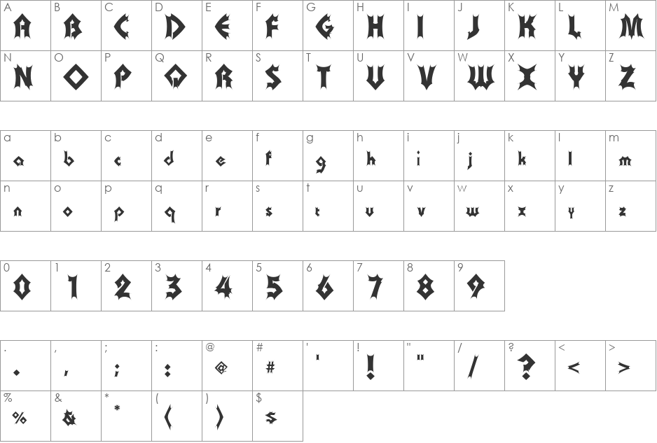 Rick Tec font character map preview