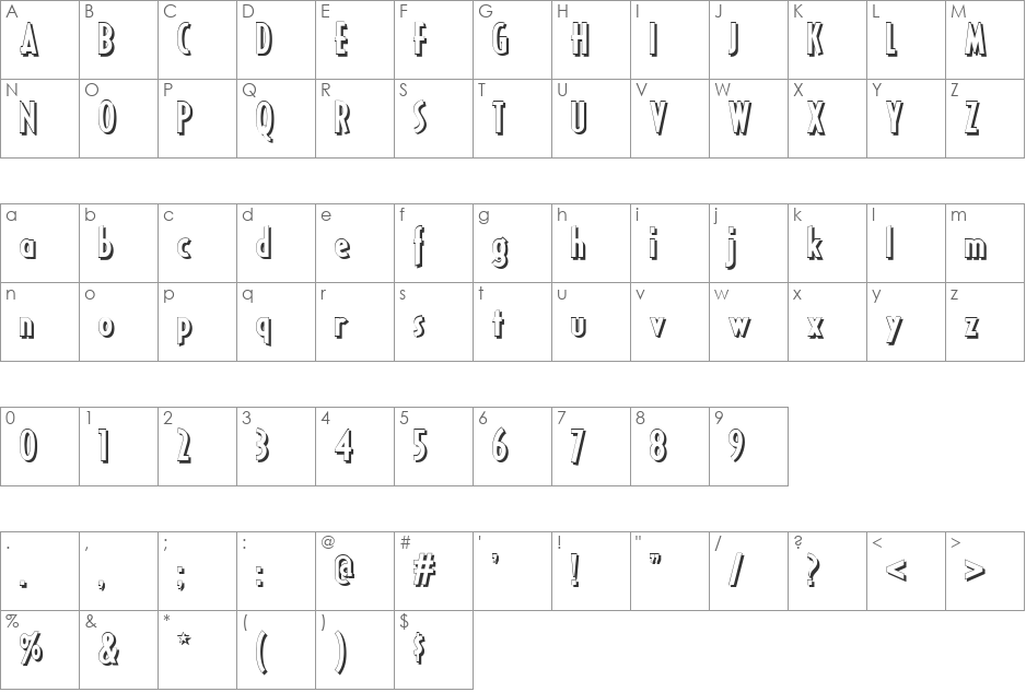 Ricks American NF font character map preview