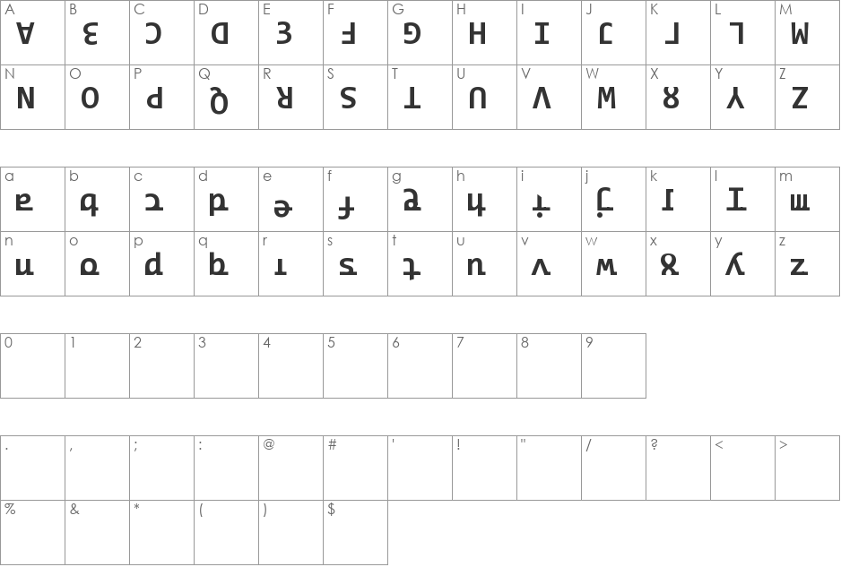 Ridicode font character map preview