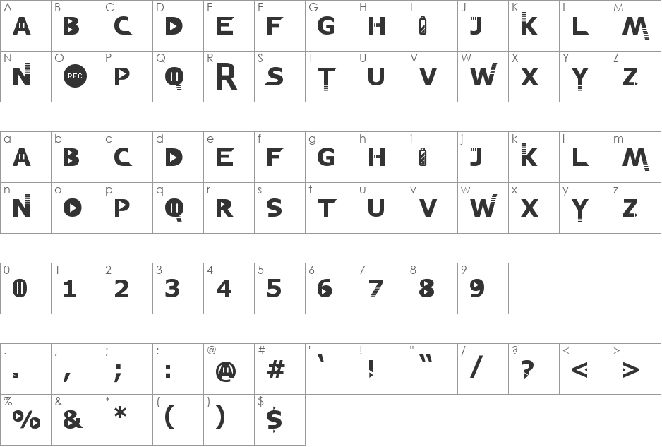 RidIculOuSnesS font character map preview