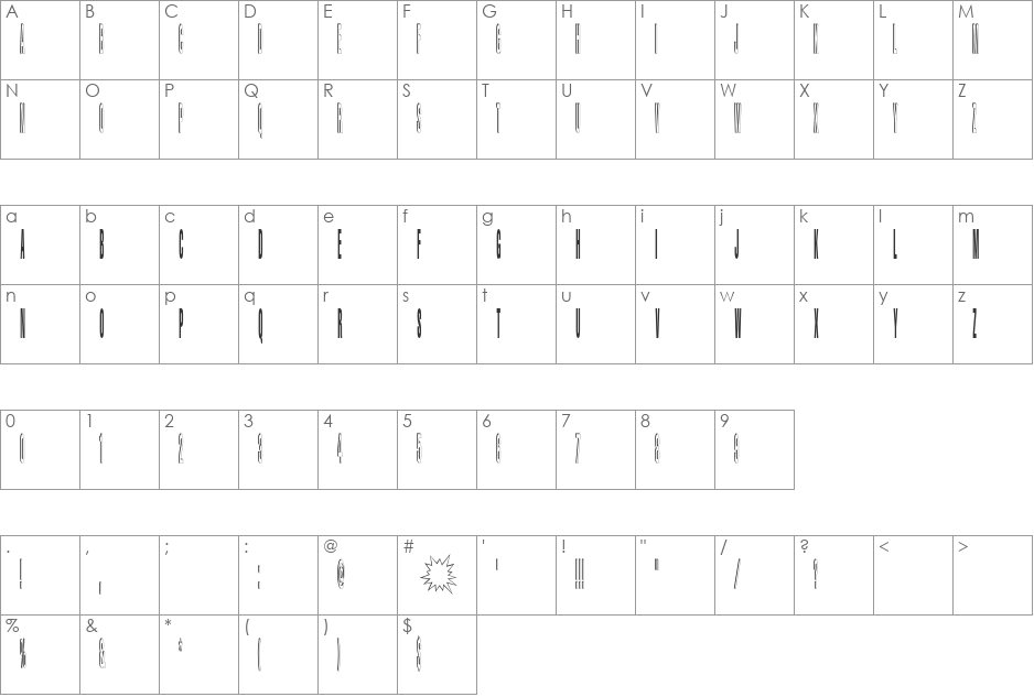 Riesig font character map preview