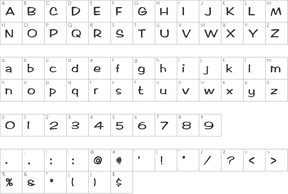 RifrafScriptSSK font character map preview