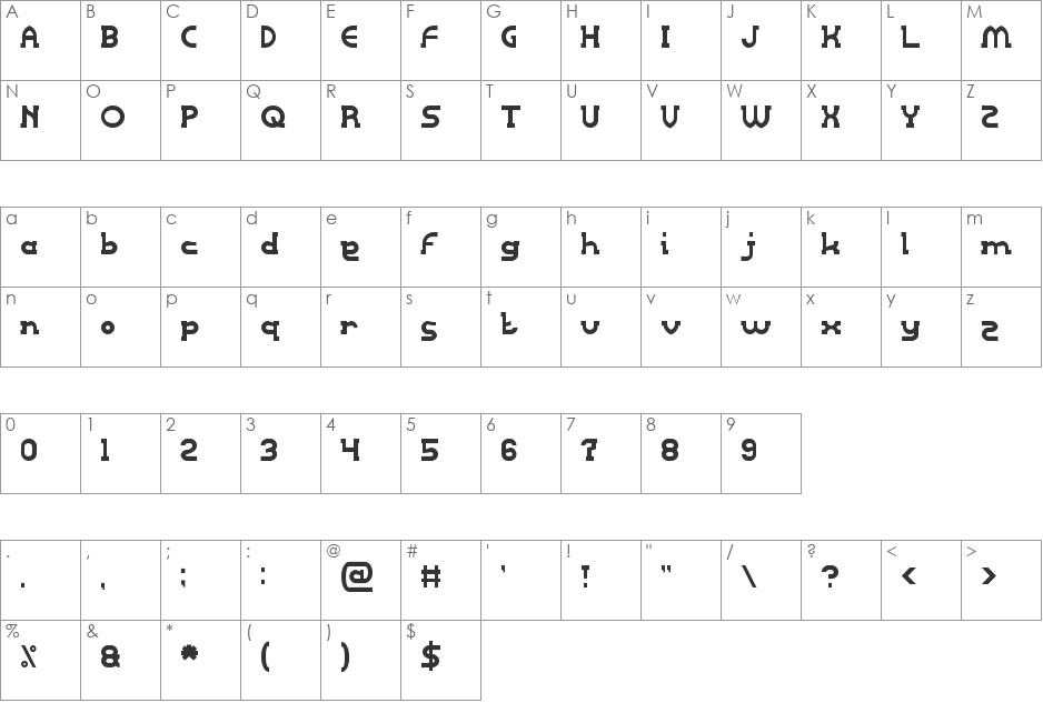 Right POWER font character map preview