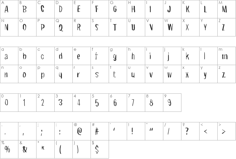 Right where it belongs font character map preview