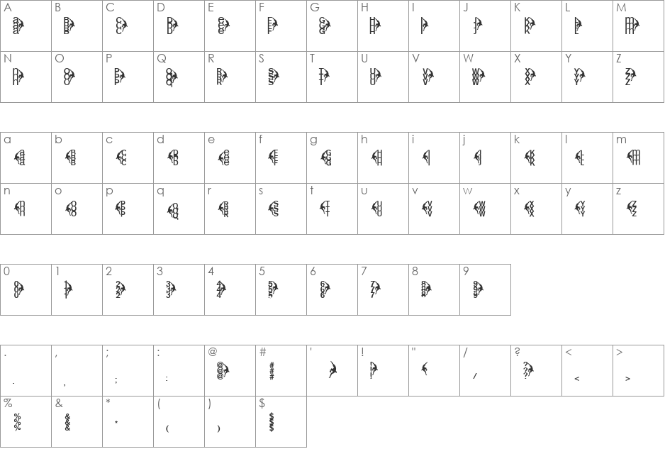 RightClimbers font character map preview