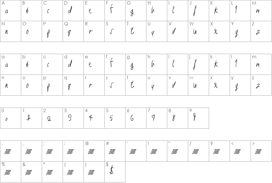 RightPlace font character map preview
