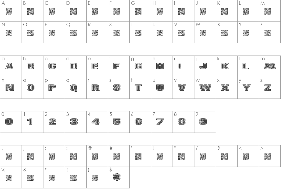 righttrack font character map preview