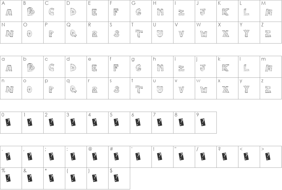RightWay font character map preview