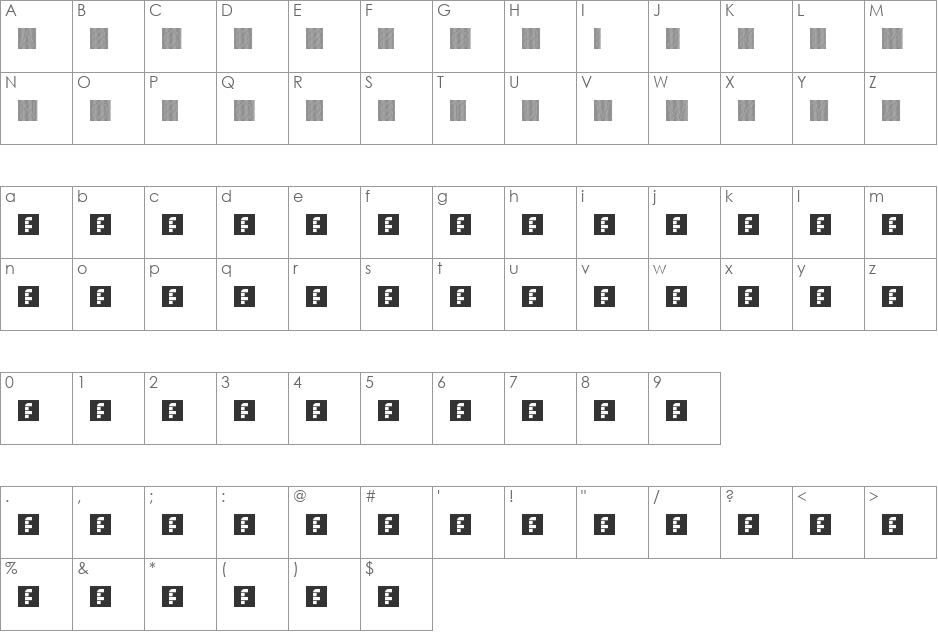 Riley font character map preview