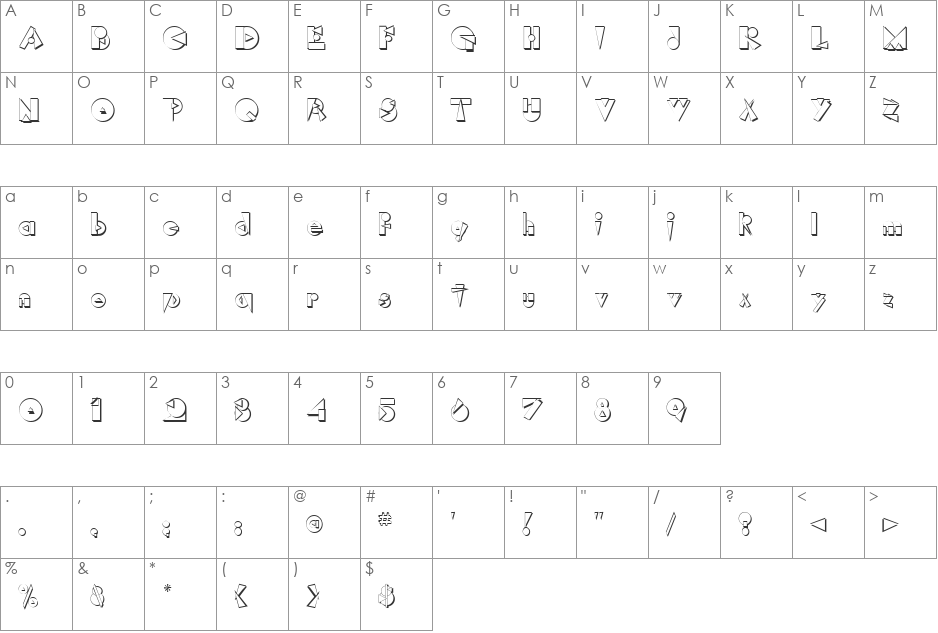 Rimrock font character map preview