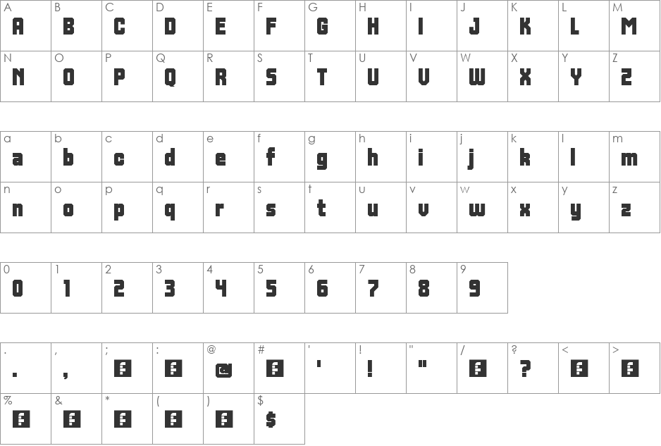 Ring font character map preview