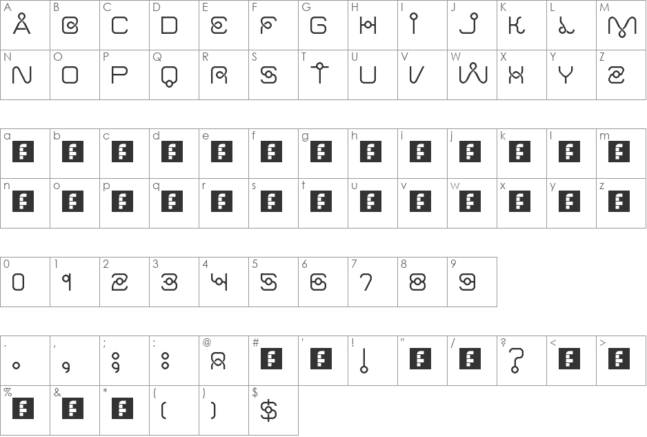 Ring Around font character map preview