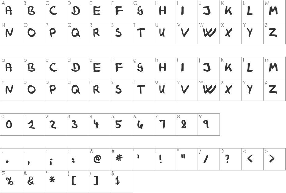 Ringer font character map preview