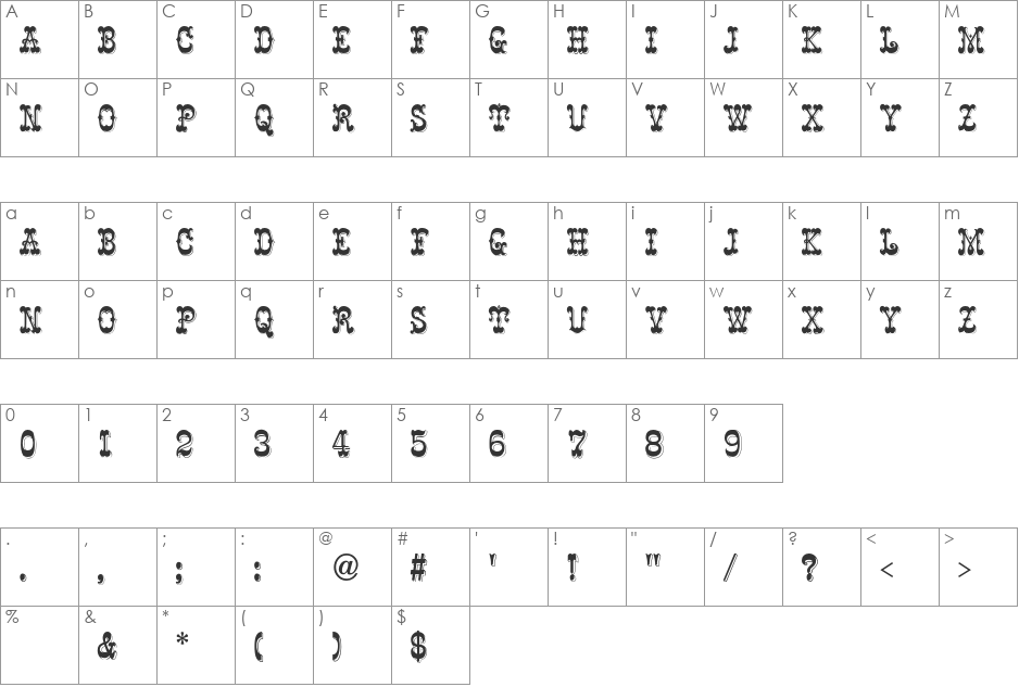 Ringmaster font character map preview