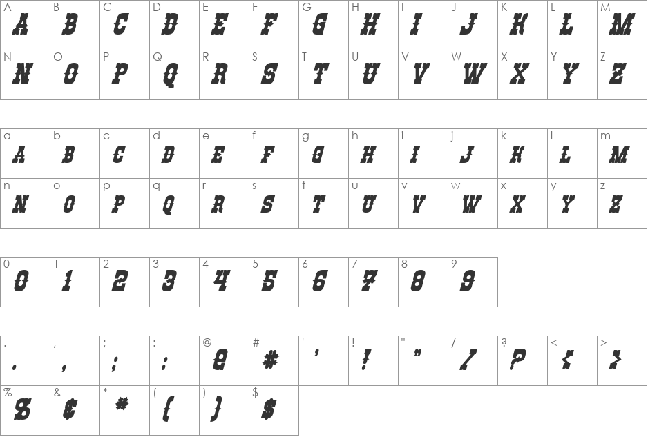 Rio Oro font character map preview