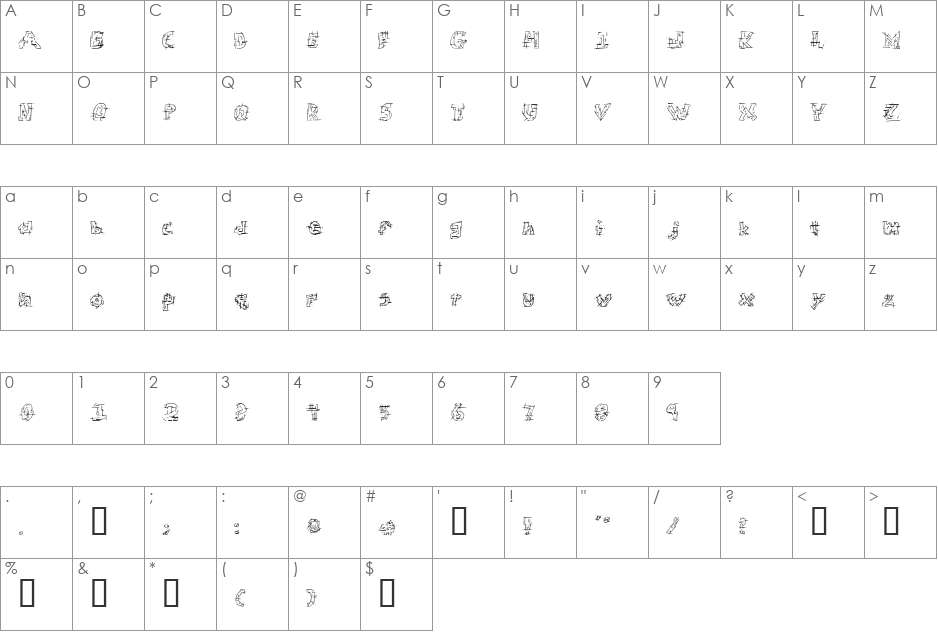 Riot font character map preview
