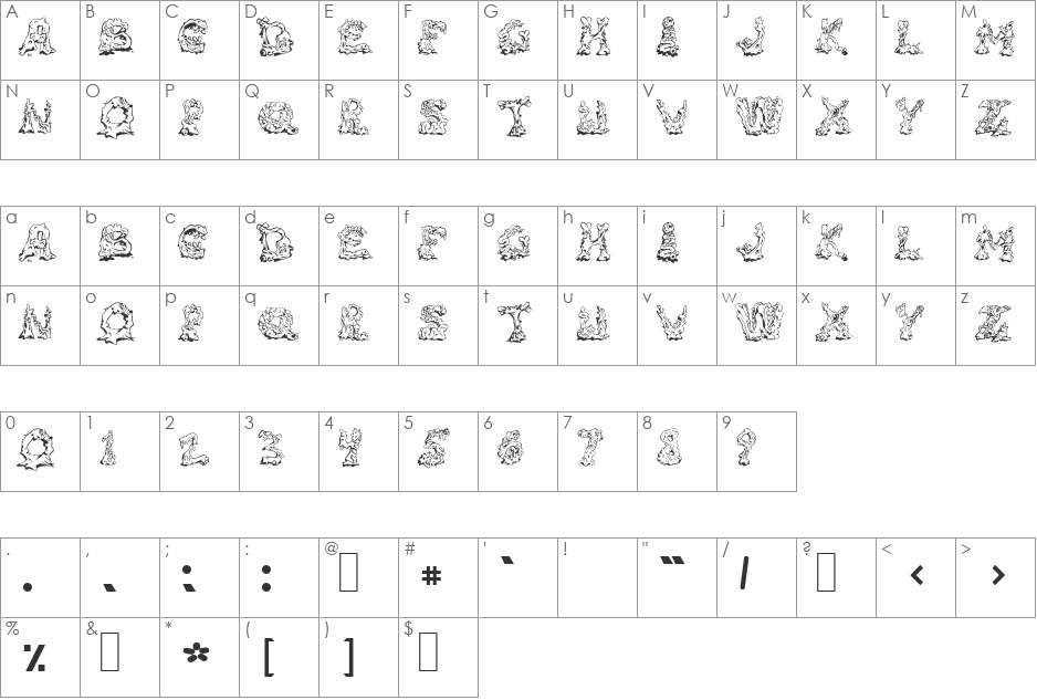 Riot Act font character map preview