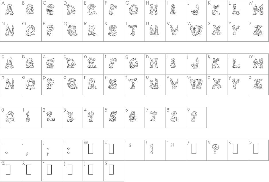 Riot Act 2 font character map preview