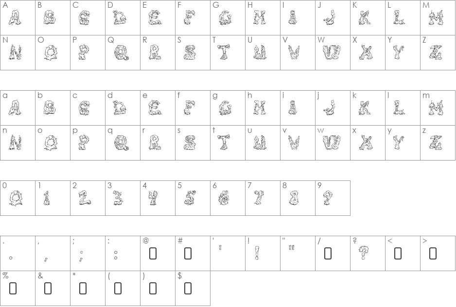 Riot Act Two font character map preview