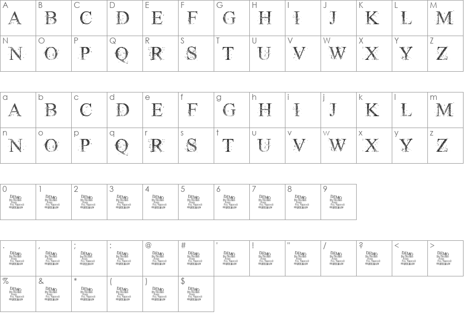 RIOT GLASS font character map preview